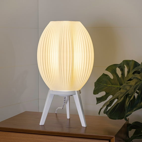 JONATHAN Y Wavy 16.5" Modern Contemporary Plant-Based PLA 3D Printed Dimmable LED Table Lamp, White