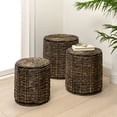thumbnail image 1 of JONATHAN Y Zaria 18" Coastal Bohemian Handwoven Water Hyacinth Nesting Round Accent Table, Brown (Set of 3), TBL2503B-3SET, 1 of 7