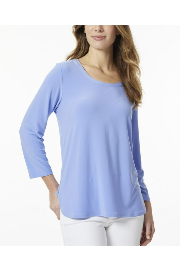 Womens Blue Long Sleeve V Neck Blouse M