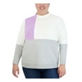 thumbnail image 1 of JONES NEW YORK Womens Gray Color Block Long Sleeve Mock Neck Sweater Plus 1X, 1 of 2