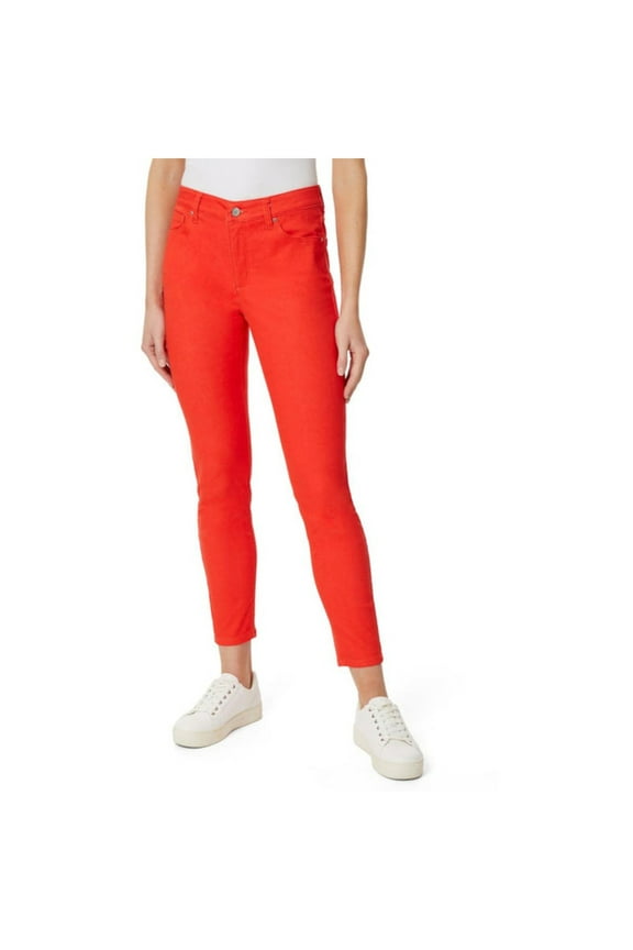 Womens Red Zippered Pocketed Ankle Skinny Pants 8