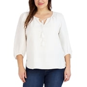 JONES NEW YORK Womens White 3/4 Sleeve Split Tunic Top XL