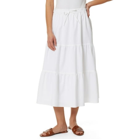 Jones New York Womens Womens 3 Tiered Drawstring Maxi Skirts, White, Size medium