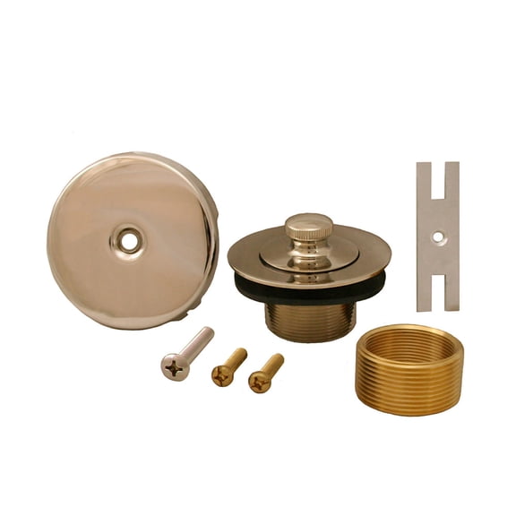 JONES STEPHENS Lift and Turn Bath Tub Drain Conversion Kit with 1-Hole Overflow Plate in Polished Nickel