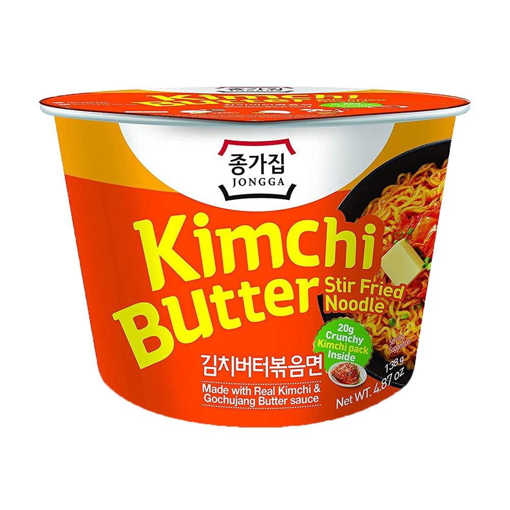 JONGGA Kimchi Butter StirFried Cup Ramen with Real Kimchi, Korean Instant Cup Noodle, Best