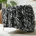 thumbnail image 1 of JONIYEAR Decorative Fuzzy Zebra Print Faux Rabbit Fur Blanket Twin Size 60" x 70",Double Sided Soft Thick Warm Shaagy Fluffy Blankets for Winter, Cozy Plush Animal Blanket for Women, White and Black, 1 of 1