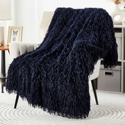 JONIYEAR Decorative Plush Fluffy Feather Faux Fur Throw Blanket for Couch Sofa 50" x 60", Extra Soft Long Hair Shaggy Fuzzy Blanket, Double Sided Luxury Warm Fu