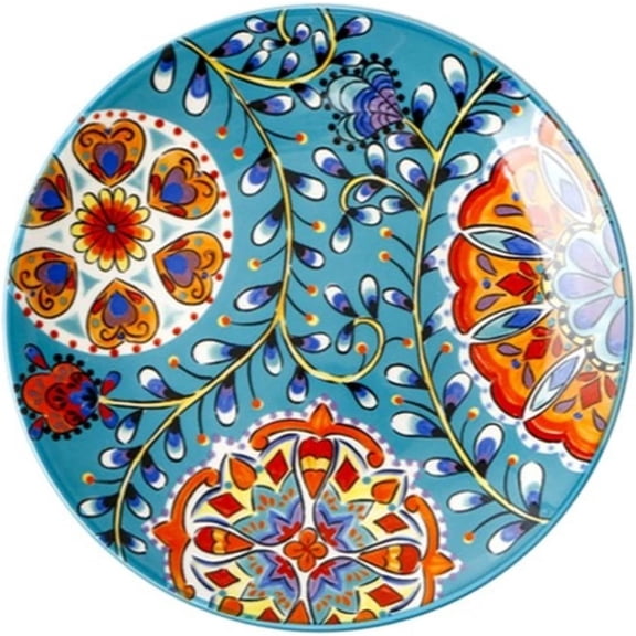 JONJUMP 8.5 Inch Plate Ceramic Tableware Bohemian Style Round Flowers Bone China Household Kitchen Supplies Dinnerware