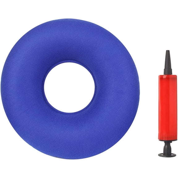JONJUMP Blue Hip Support Seat Pad Massage Cushion with Pump Support Inflatable Ring Round Pillow Donut Chair Pad