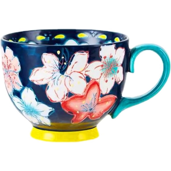JONJUMP Ceramic Coffee Mugs and Cups Large Capacity Hand Painted Flower Household Office Using Porcelain Drinking Water Mug 04