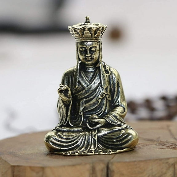 JONJUMP Ksitigarbha Bodhisattva Statue Ornaments Bronze Small Buddha Figurines Miniatures Home Desktop Decoration Crafts