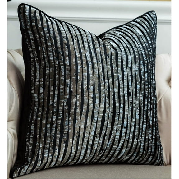 JONJUMP Lines Black Sofa Cushion Decorative Nordic Pillow for Chair Bed (without core,30x50cm)