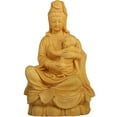 thumbnail image 1 of JONJUMP Wood Buddha Cuddle The Baby Guan Yin Statue Wooden Bouddha Carving Craft Sculpture Home Decoration, 1 of 4
