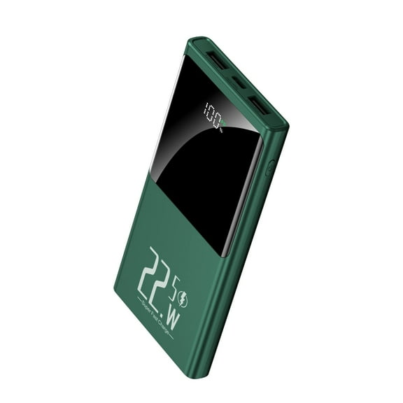 Jonkuu 10000mAh Power Bank, 22.5W USB-C Fast Charging Portable Charger with LCD Display, 2 Inputs and 3 Outputs, Green