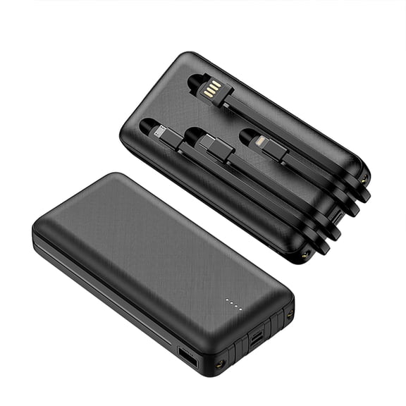JONKUU 20000mAh Portable Charger Power Bank, 22.5W whith CablesUSB C Fast Charging For iPhone and Android, Black