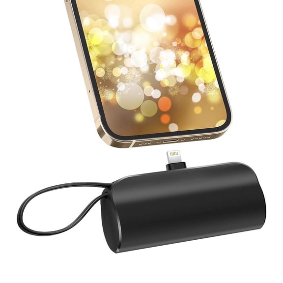 JONKUU Mini Power Bank 5000mAh Portable Charger Battery Pack Compatible with iPhone 12/13/14, Black