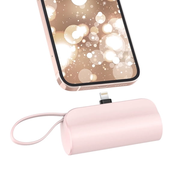 JONKUU Mini Power Bank 5000mAh Portable Charger Battery Pack Compatible with iPhone 12/13/14, Pink