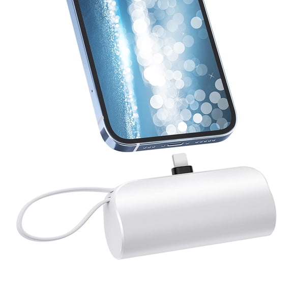 JONKUU Mini Power Bank 5000mAh Portable Charger Battery Pack Compatible with iPhone 12/13/14, White