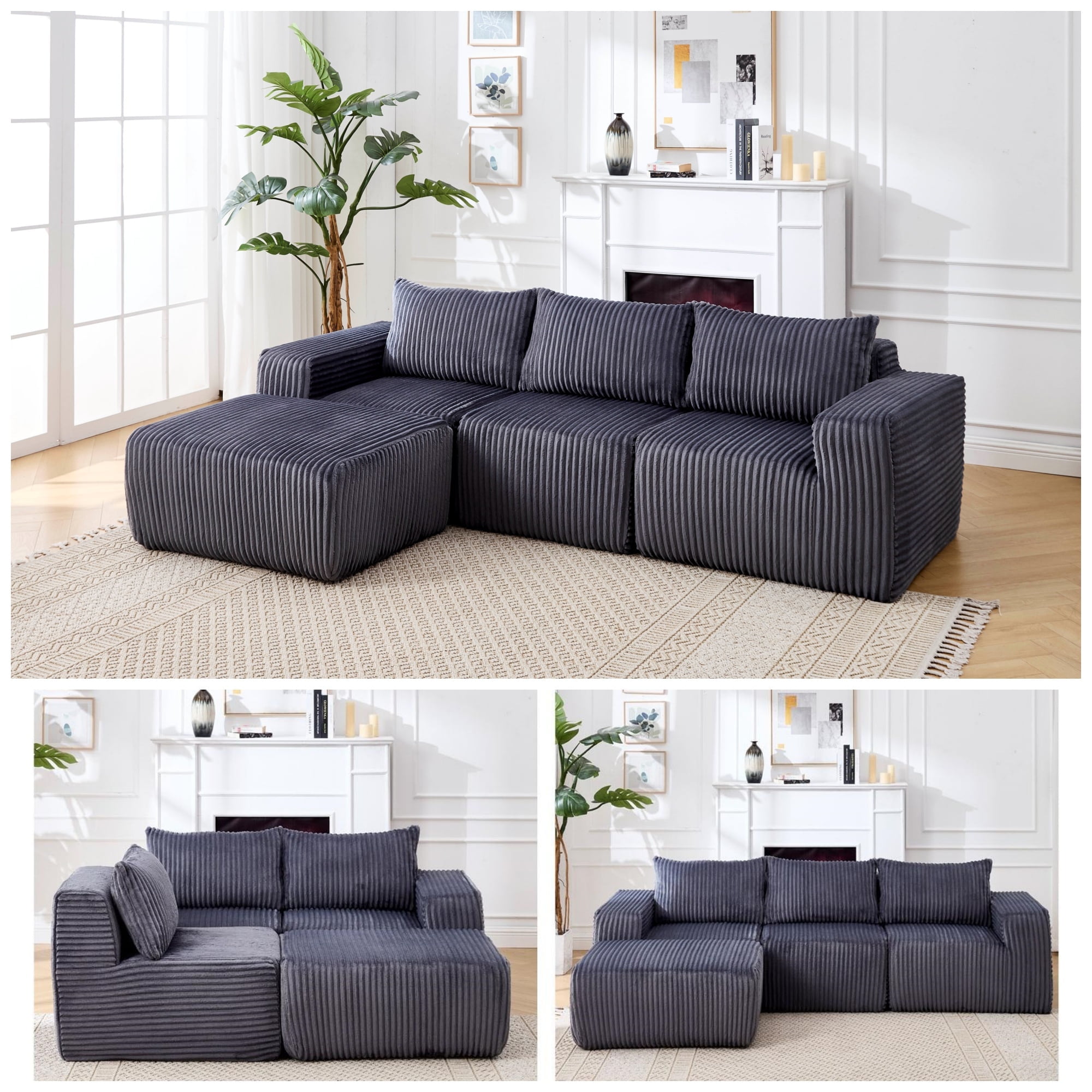 JONPONY 101" Modular Sectional Sofa, Cloud Sectional Couch with L-Shape ...
