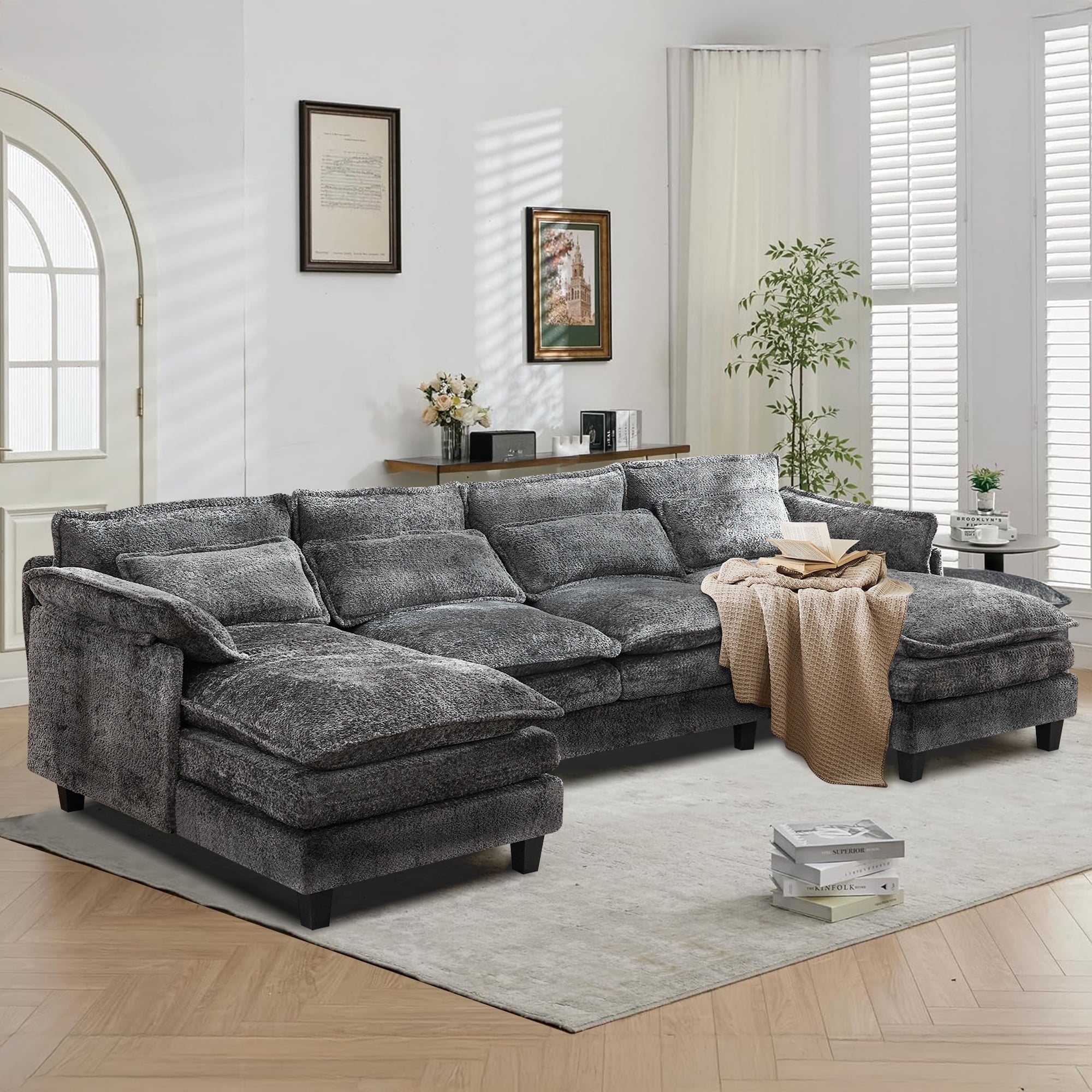 Vanilla　1208 XIZZI Vanilla 106.2-in Modern Black 4 -seater Reclining