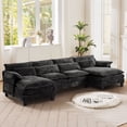thumbnail image 1 of JONPONY 109.45" Oversized Modular Sectional Sofa with Double Cushion Sleeper Chaise,Modern Comfy Boucle Couch with Waist Pillows for Living Room,Black, 1 of 13