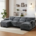 thumbnail image 1 of JONPONY 109.45"U Shaped Couch, 4 Seat Sectional with 4 Throw Pillows, Convertible Upholstery Symmetrical Sofá,High Dense Memory Foam with Double Chaise Lounge &Memory Foam for Living Room, Black Grey, 1 of 12