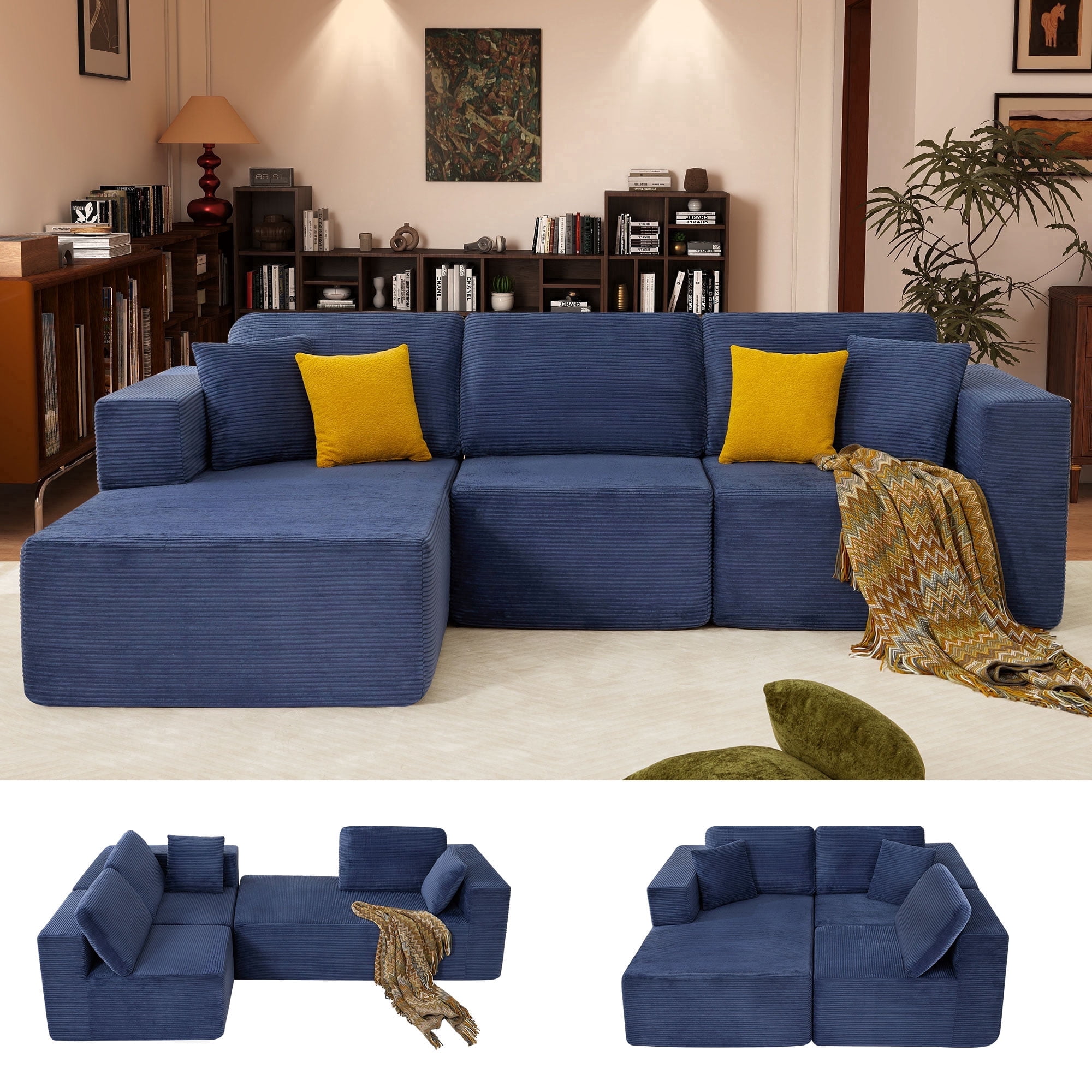 JONPONY 109”Cloud Sectional Couch, Boneless Modular Sofa with L-Shape ...