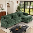 thumbnail image 1 of JONPONY 111" Cloud Couch,L Shaped Modular Sectional Sofa with Movable Ottoman,3 Oversized Seats Sleeper Couches for Living Room,Chenille Green, 1 of 11