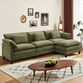 thumbnail image 1 of JONPONY 111" Cloud Couch,L Shaped Modular Sectional Sofa with Movable Ottoman,3 Oversized Seats Sleeper Couches for Living Room,Green, 1 of 11