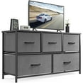 thumbnail image 1 of JONPONY 5 Drawer Dresser, Modern Fabric Storage with Wood Top, Wide Chest of dressers for bedroom, Living Room, Sturdy Steel Frame, Hallway, Perfect for Closets and Storage, Gray, 1 of 10