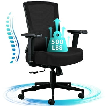 JONPONY Big and Tall Office Chair 500lbs, Ergonomic High Back Computer Desk Chair for with Adjustable Waist Support and Heavy Duty Metal Base Mesh Chair,Black