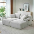 thumbnail image 1 of JONPONY Double Chaise Lounge Chair Indoor, Oversized Sectional Corduroy Upholstered Boneless Sofa Bed, Deep Seat Sleeper Loveseat Reading Chairs, Cloud Sofas Couches, No Assembly Required,Light Gray, 1 of 11