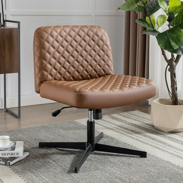 JONPONY Armless PU Leather Office Chair, Adjustable Swivel Task Chair