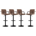 thumbnail image 1 of JONPONY Bar Stools Set of 4, Back and Armrest,Vintage Leather Modern Bar Chairs for Home and Kitchen Counter,Brown,Low Back, 1 of 10