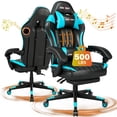 thumbnail image 1 of JONPONY Big and Tall Gaming Chair with Bluetooth Speakers Gamer Chair with Footrest Game Chair with Lumbar Support and 360-Swivel Seat and Headrest for Adults, Blue, 1 of 10