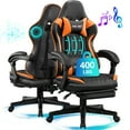 thumbnail image 1 of JONPONY Big and Tall 400lbs Gaming Chair with Bluetooth Speakers Gamer Chair with Footrest Game Chair with Lumbar Support and 360-Swivel Seat and Headrest for Adults, Orange, 1 of 13