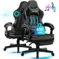 thumbnail image 1 of JONPONY Big and Tall 400lbs Gaming Chair with Bluetooth Speakers Gamer Chair with Footrest Game Chair with Lumbar Support and 360-Swivel Seat and Headrest for Adults, Black, 1 of 13
