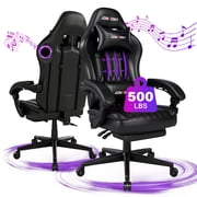 JONPONY Big and Tall Gaming Chair with Bluetooth Speakers Gamer Chair with Footrest Game Chair with Lumbar Support and 360-Swivel Seat and Headrest for Adults, 