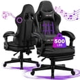 thumbnail image 1 of JONPONY Big and Tall 500lbs Gaming Chair with Bluetooth Speakers Gamer Chair with Footrest Game Chair with Lumbar Support and 360-Swivel Seat and Headrest for Adults, Black, 1 of 11