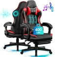 thumbnail image 1 of JONPONY Big and Tall 400lbs Gaming Chair with Bluetooth Speakers Gamer Chair with Footrest Game Chair with Lumbar Support and 360-Swivel Seat and Headrest for Adults, Red, 1 of 13