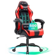 JONPONY Big and Tall 500LBS Gaming Chair, Ergonomic Design, Gamer Chair PU Leather with Footrest and Lumbar Support, High Back Office Chair Support, Long Sitting Computer Chair, Red