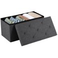thumbnail image 1 of JONPONY Folding Storage Ottoman Bench, Linen Fabric, Footrest, End of Bed Storage, 600 lb Load, with Divider for Living Room, Bedroom, Entryway, Gray, 1 of 11
