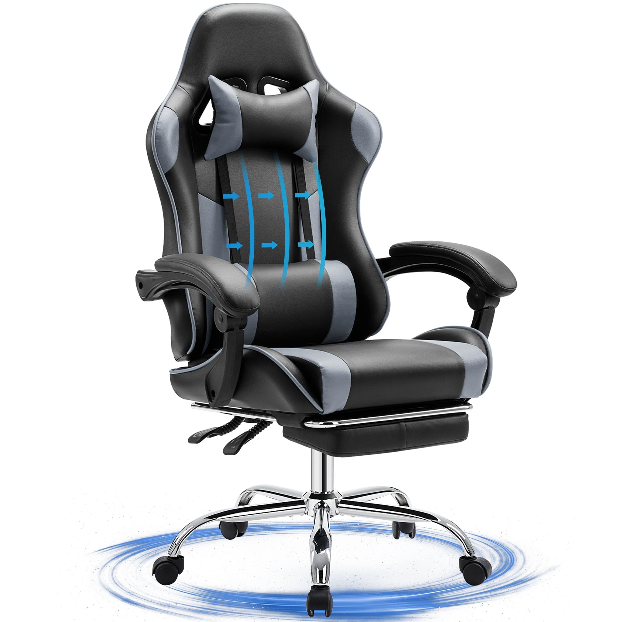 JONPONY Gaming Chair with Footrest Ergonomic Lumbar Support