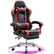 JONPONY Big and Tall Gaming Chair, Ergonomic Design, Gamer Chair PU Leather with Footrest and Lumbar Support, High Back Office Chair Support 8 Hours Long Sitting, Computer Chair,Black Red