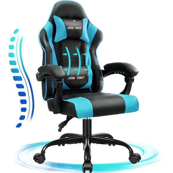JONPONY Ergonomic Gaming Chairs,Office Chair,High Back Computer Chair,Adjustable 360° Swivel Chair with Headrest and Lumbar Support ,BLUE