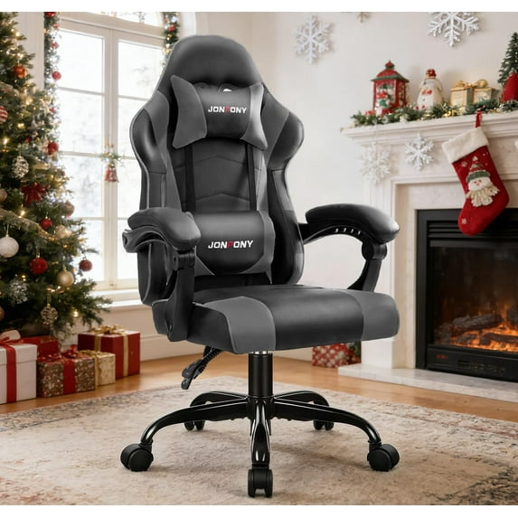 JONPONY Ergonomic Gaming Chairs,Office Chair,High Back Computer Chair,Adjustable 360° Swivel Chair with Headrest and Lumbar Support ,BLACK GREY