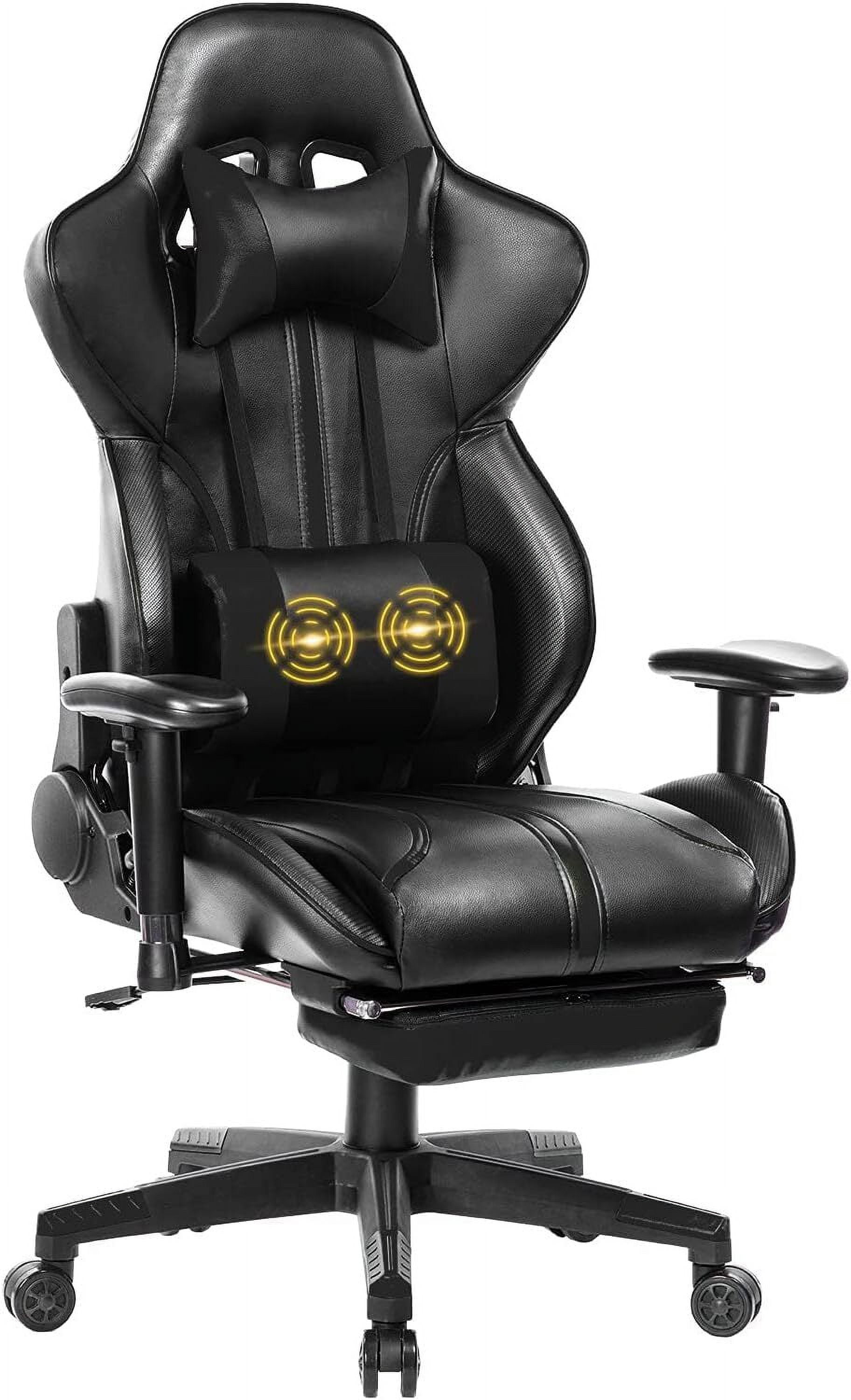 JONPONY Big and Tall Gaming Chair with Massage，350lbs Heavy Duty Office
