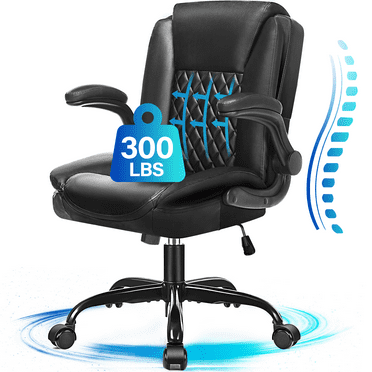 JONPONY Big and Tall Office Chair 300LBS Wide Seat Ergonomic Computer Desk Chair High Back Executive Leather Chair Adjustable Task Chair Lumbar Back Support 8 Hours Heavy Duty Design,Black