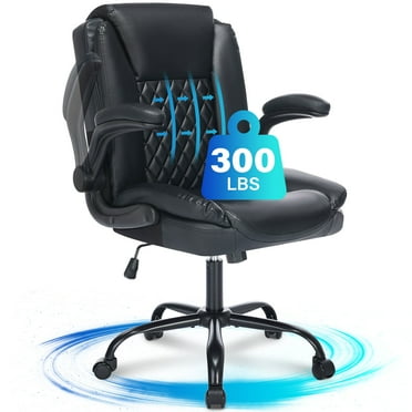 JONPONY Big and Tall Office Chair 300LBS Wide Seat Ergonomic Computer Desk Chair High Back Executive Leather Chair Adjustable Task Chair Lumbar Back Support 8 Hours Heavy Duty Design,Black
