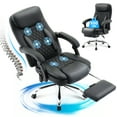 thumbnail image 1 of JONPONY Big and Tall Office Chair 500LBS Executive Office Chair Massage and Footrest Ergonomic Computer Desk Chair Reclining High Back Leather Office Chair Lumbar Back Support Swivel Rolling,Black, 1 of 15
